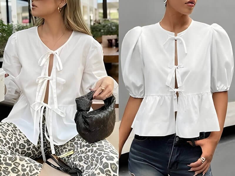 Blusa evasé con lazos
