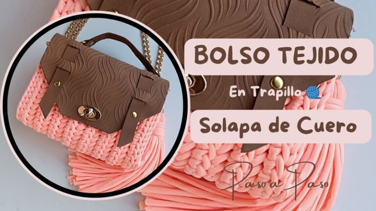 Bolso tejido a trapillo y cuero