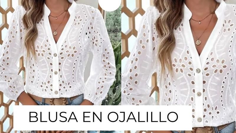 BLUSA fresca en ojalillo tendencia