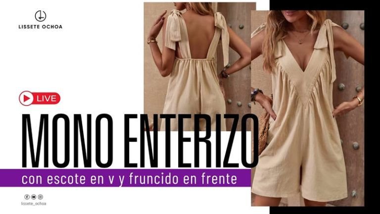 Enterizo corto con fruncido al frente y escote en v