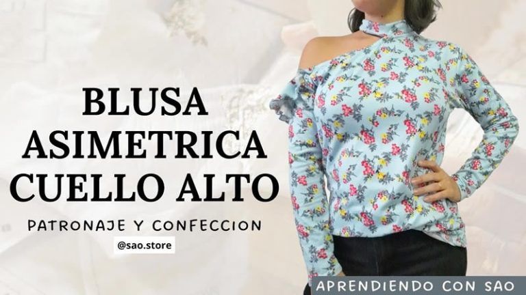 Blusa asimétrica cuello alto