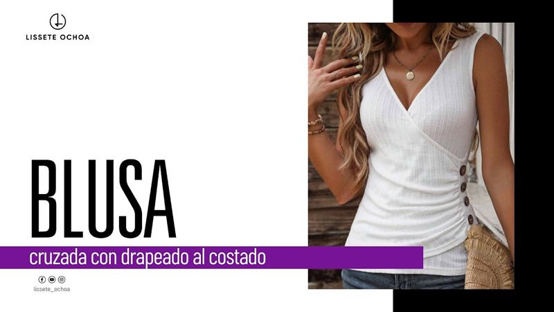 Blusa cruzada con drapeado en un lado
