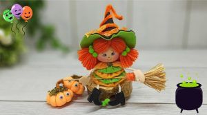 Bruja de fieltro para Halloween