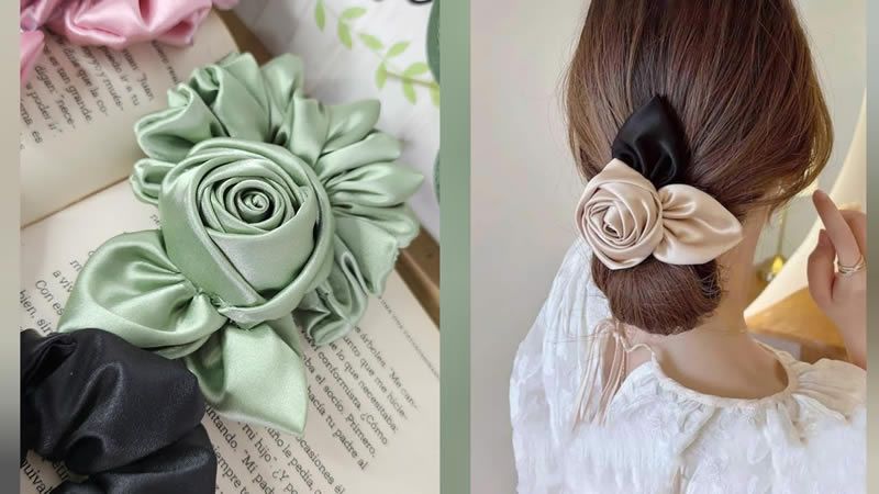 Rosa en tela para scrunchies