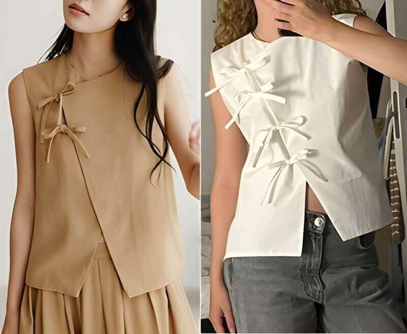 Blusa chaleco cruzado con lazos