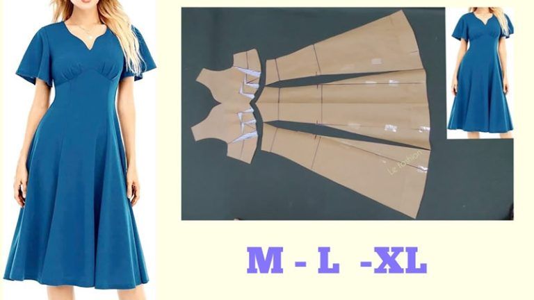 Vestido manga corta acampanada ajustado a la cintura