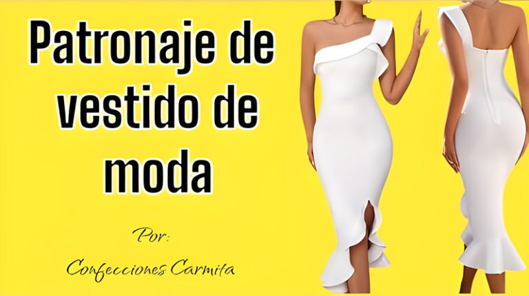 Vestido asimétrico de moda con vuelos patronaje