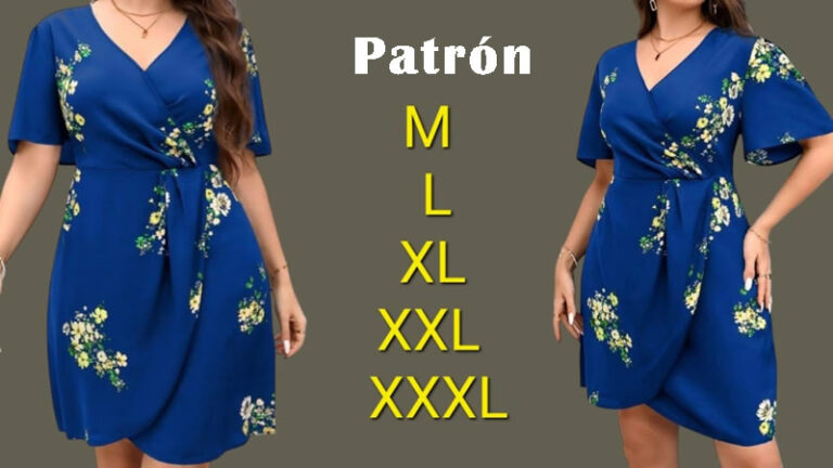 Vestido cruzado manga acampanada