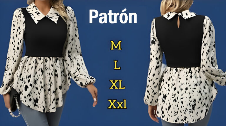 Camisa cuello elegante y mangas abullonadas