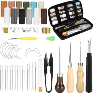 Kit de Herramientas de Costura en Cuero de 48 Piezas