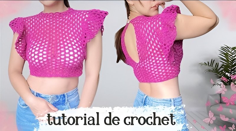 Top corto con Mangas a Crochet