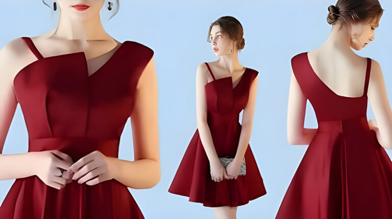 Vestido de Fiesta con Escote Romano y Forro