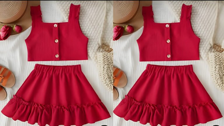 Conjunto Infantil de Blusa y Falda para Niña