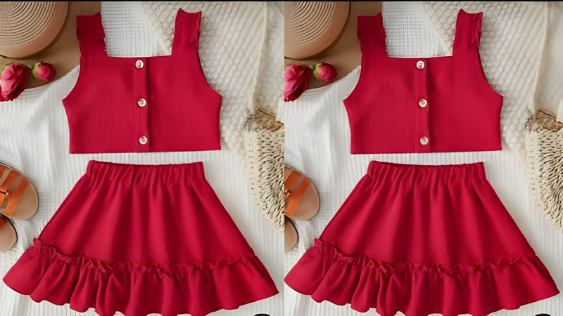 Conjunto Infantil de Blusa y Falda para Niña