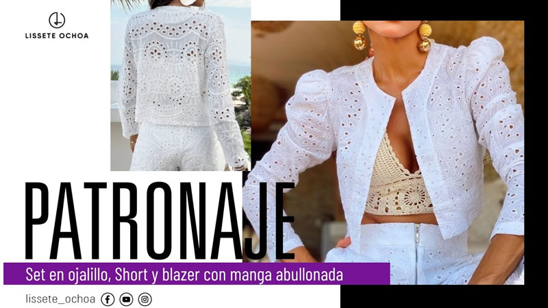 Conjunto Short y blazer con manga abullonada