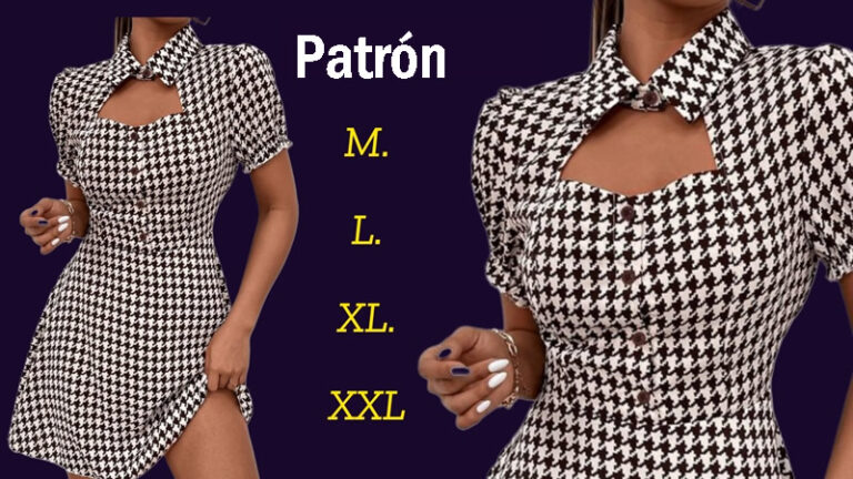 Vestido cuello camisero y escote triangulo