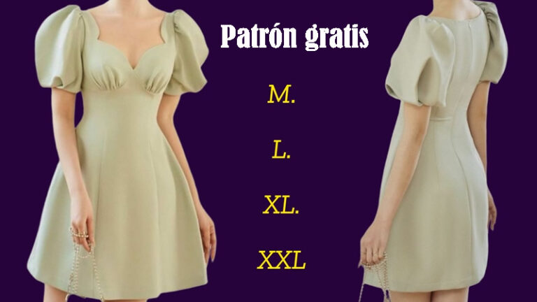 Vestido de Manga Abullonada con Escote en V