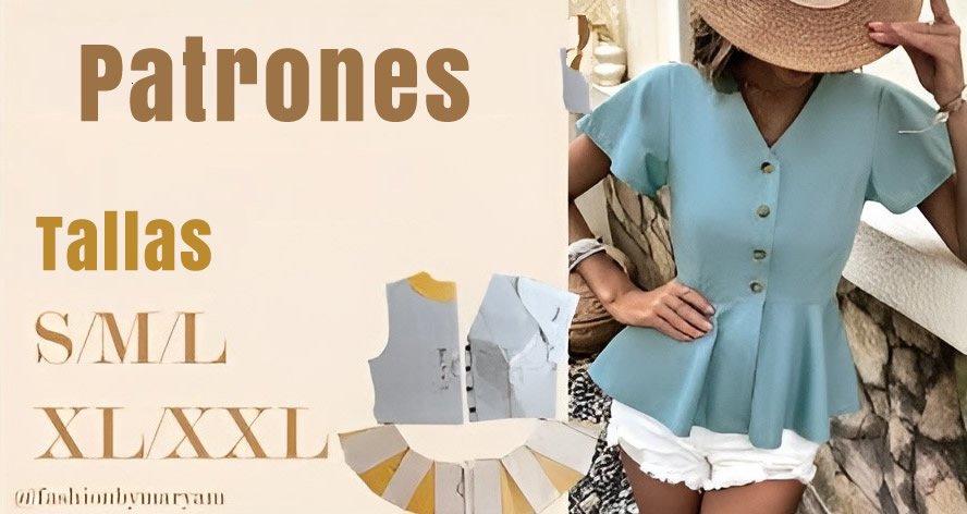 Blusa con Corte Péplum y Botones Frontales 