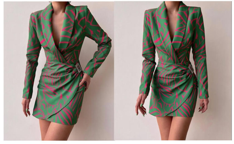 Vestido Elegante con Cuello chaqueta