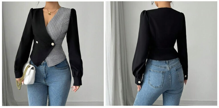 Blusa Cruzada Tipo Chaleco con Mangas