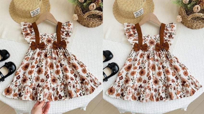 Vestido infantil con tirantes y volantes 