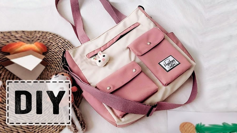 DIY Bolso de Mano Estilo Coreano con Muchos Bolsillos
