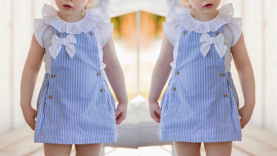 Falda con tirantes y blusa elegante para niña