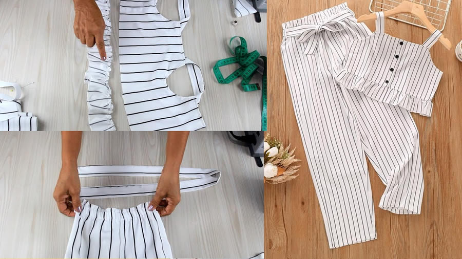 Conjunto de pantalón y top para niña, fácil de hacer.