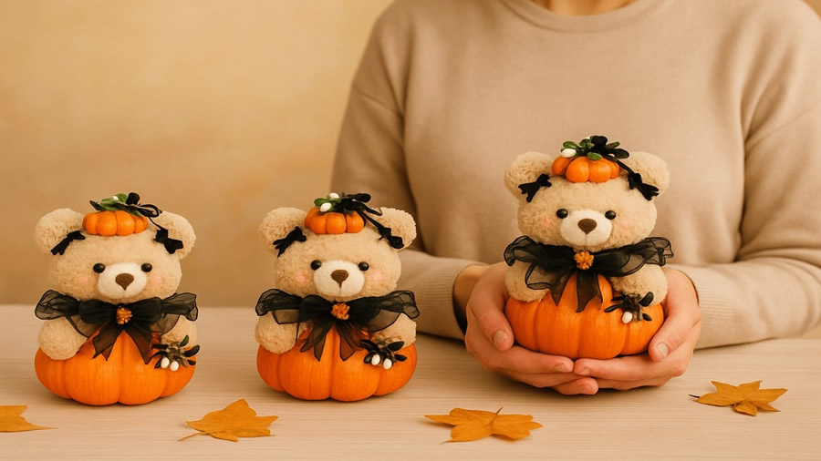 Oso de Peluche Calabaza Hecho con Calcetines