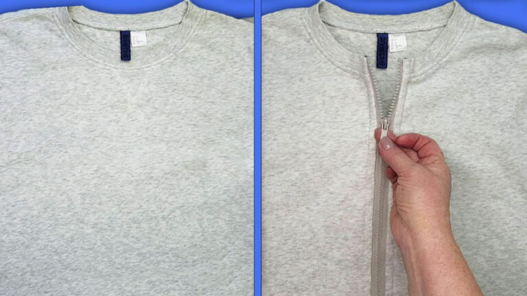 coser una cremallera en una sudadera