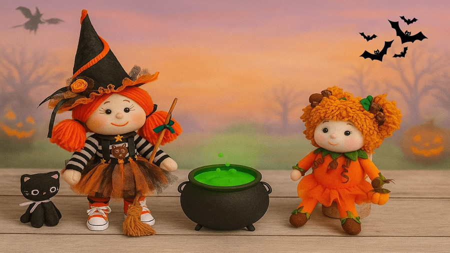 DIY Muñeca de bruja y calabaza con calcetines paso a paso