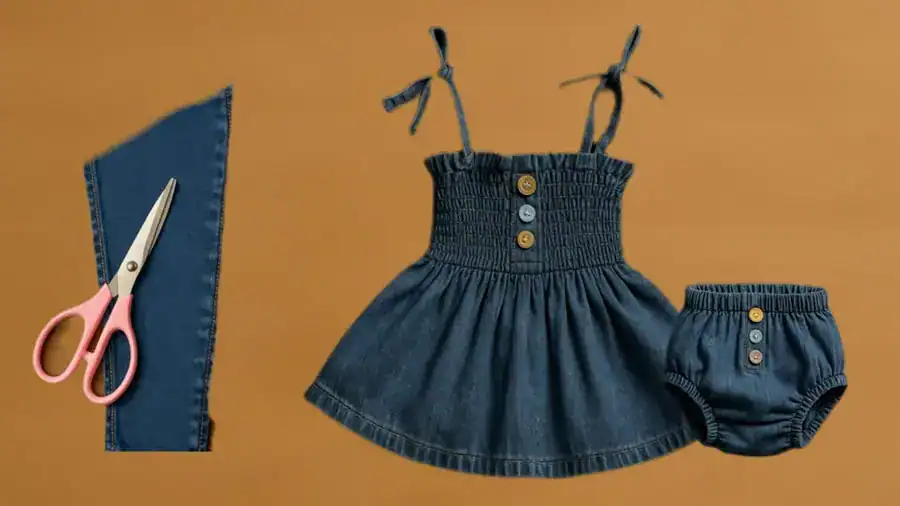 vaquero en un conjunto con vestido para niña