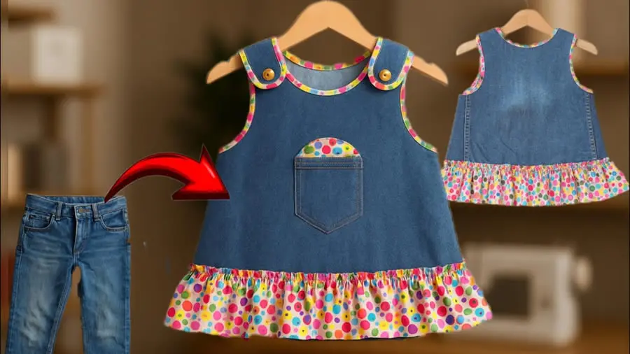vestido infantil jeans