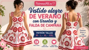 Vestido alegre de verano con tirantes y falda de campana