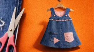 Vestido infantil de mezclilla con jeans reciclados