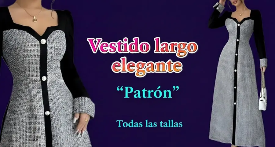 Vestido largo elegante con escote corazón