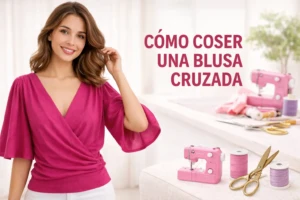 Blusa cruzada fucsia sin patrón con manga campana-