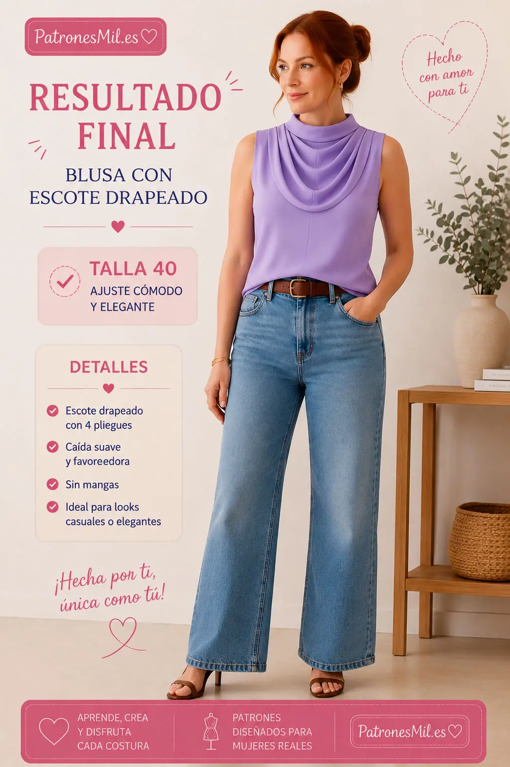 blusa escote drapeado resultado final