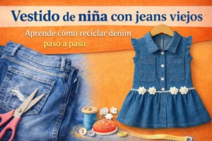 Vestido de niña con jeans viejos