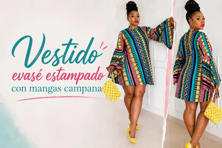 Vestido corto evasé con mangas campana: diseño moderno y favorecedor