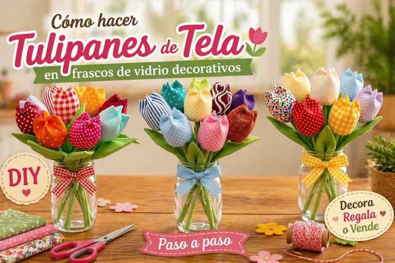 tulipanes-de-tela-en-frascos-de-vidrio-decorativos