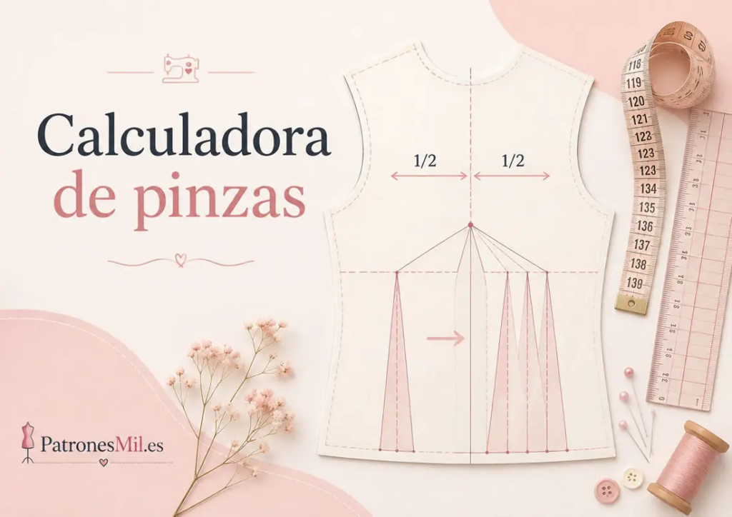 Calculadora de pinzas para calcular y repartir la toma de pinzas en un patrón de costura